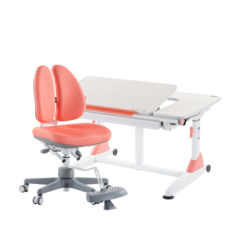 G6+XS 成長桌椅組-雪杉／珊瑚紅 (DUO椅)