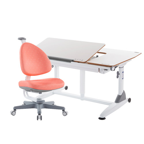 G6+S 成長桌椅組(BABO椅)-潔白／珊瑚紅