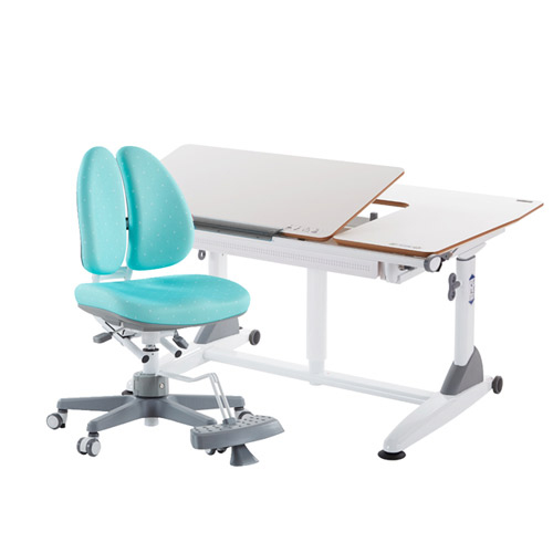 G6+S 成長桌椅組(DUO椅)-潔白／湖水綠