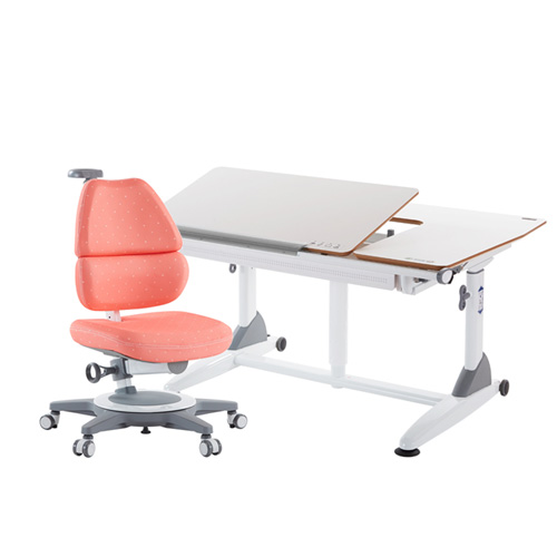G6+S 成長桌椅組(EGO椅)-潔白／珊瑚紅