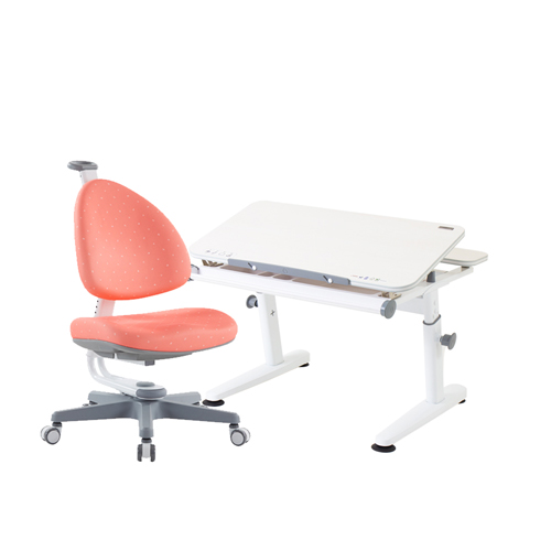 M2+XXS 成長桌椅組-雪衫／珊瑚紅 (BABO椅)