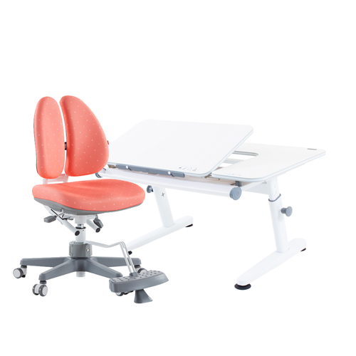 M6+XS 成長桌椅組-雪杉／珊瑚紅(DUO椅)