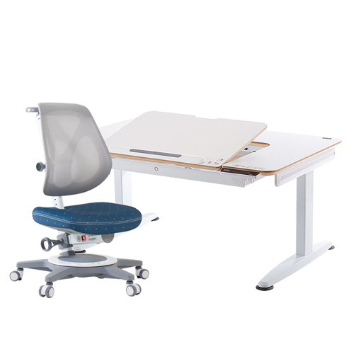 A7 智能動態成長桌椅組 (EGO網椅)-白／深海藍